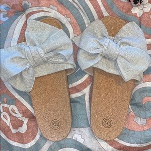 urban outfitters bow cork sandal slides